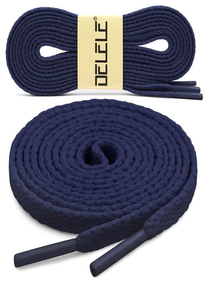 DELELE Flat Shoe Laces for Sneakers: 51 inch Navy 6/25 inch Narrow Athletic Shoelaces 2 Pair - Image 2